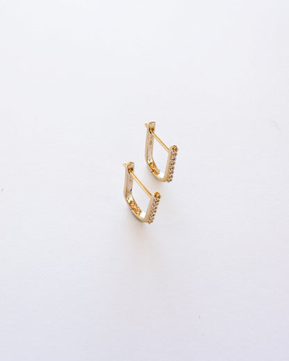 9ct gold Diamond Paperclip Huggies Earrings real gold