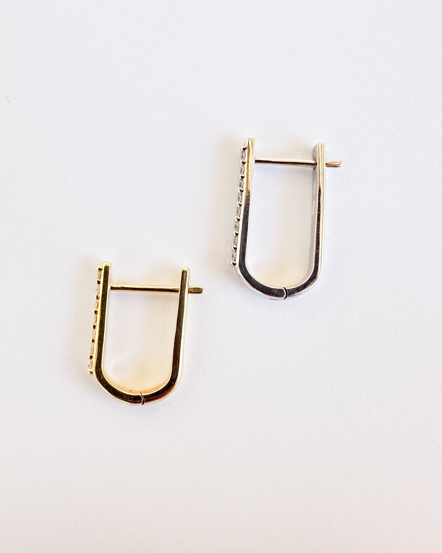 9ct gold Diamond Paperclip Huggies Earrings real gold