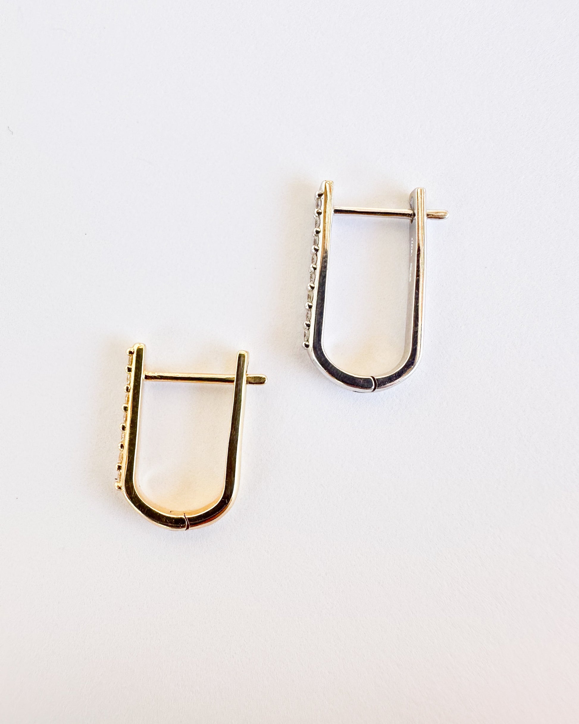 9ct gold Diamond Paperclip Huggies Earrings real gold