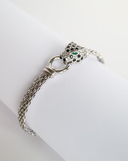 Cartier Jaguar Cuff Bangle Bracelet in silver