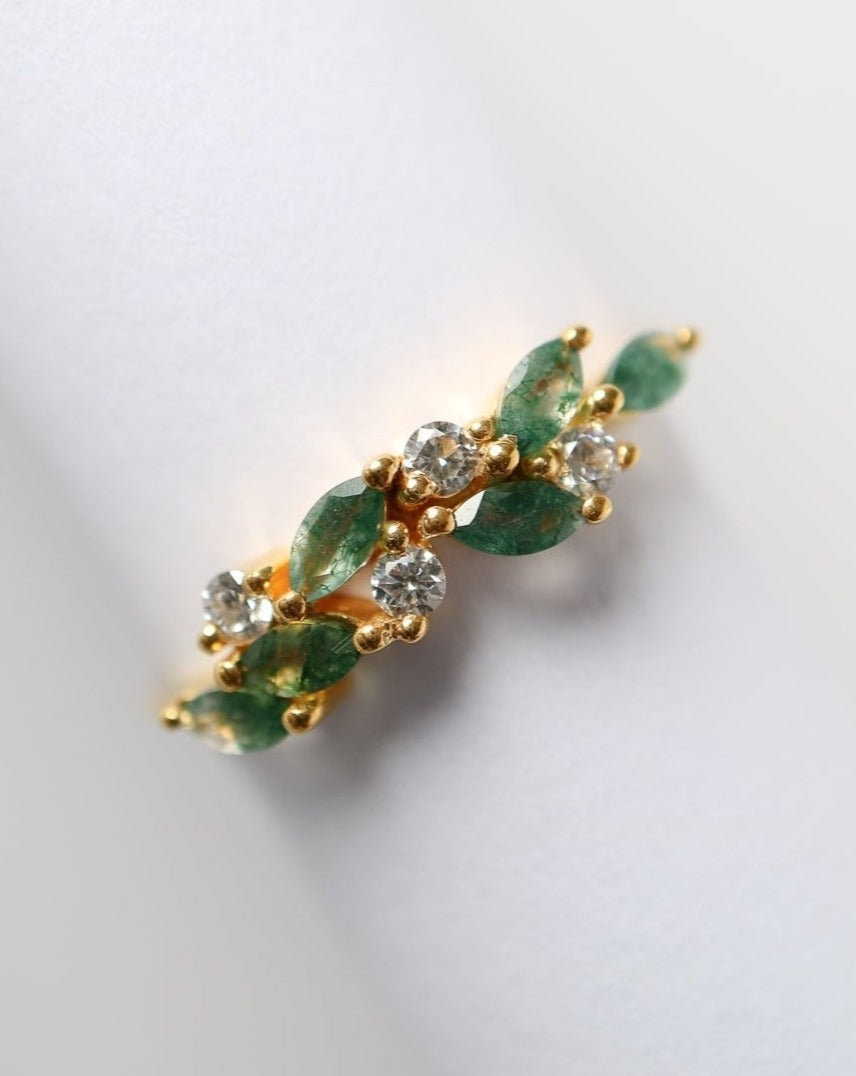 La Kaiser Orchard Ring with Moss Agate and Topaz