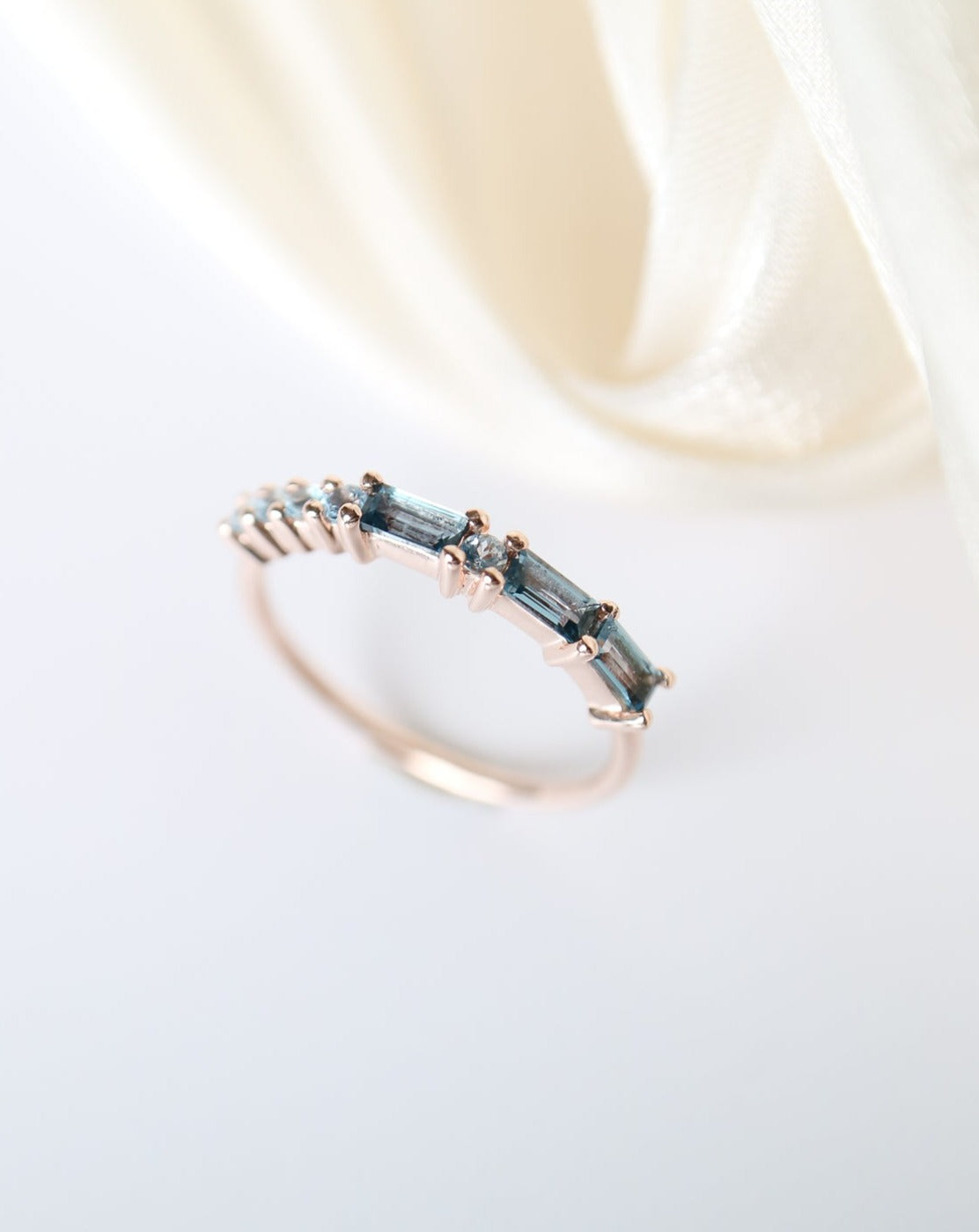 The MRS Morse Code Ring with London Blue Topaz by La Kaiser Jewelry