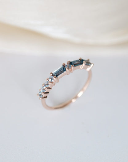 The MRS Morse Code Ring with London Blue Topaz by La Kaiser Jewelry