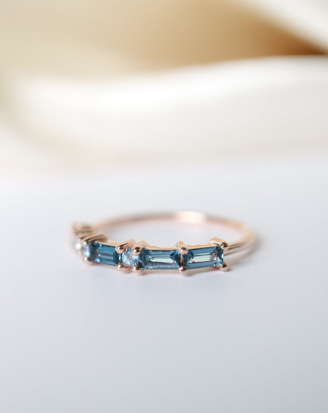 The MRS Morse Code Ring with London Blue Topaz by La Kaiser Jewelry