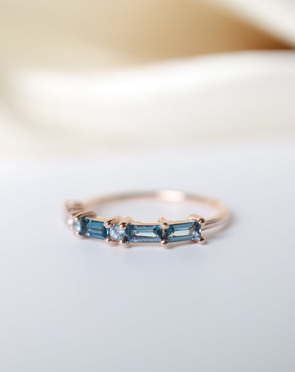 The MRS Morse Code Ring with London Blue Topaz by La Kaiser Jewelry