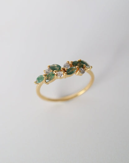 La Kaiser Orchard Ring with Moss Agate and Topaz