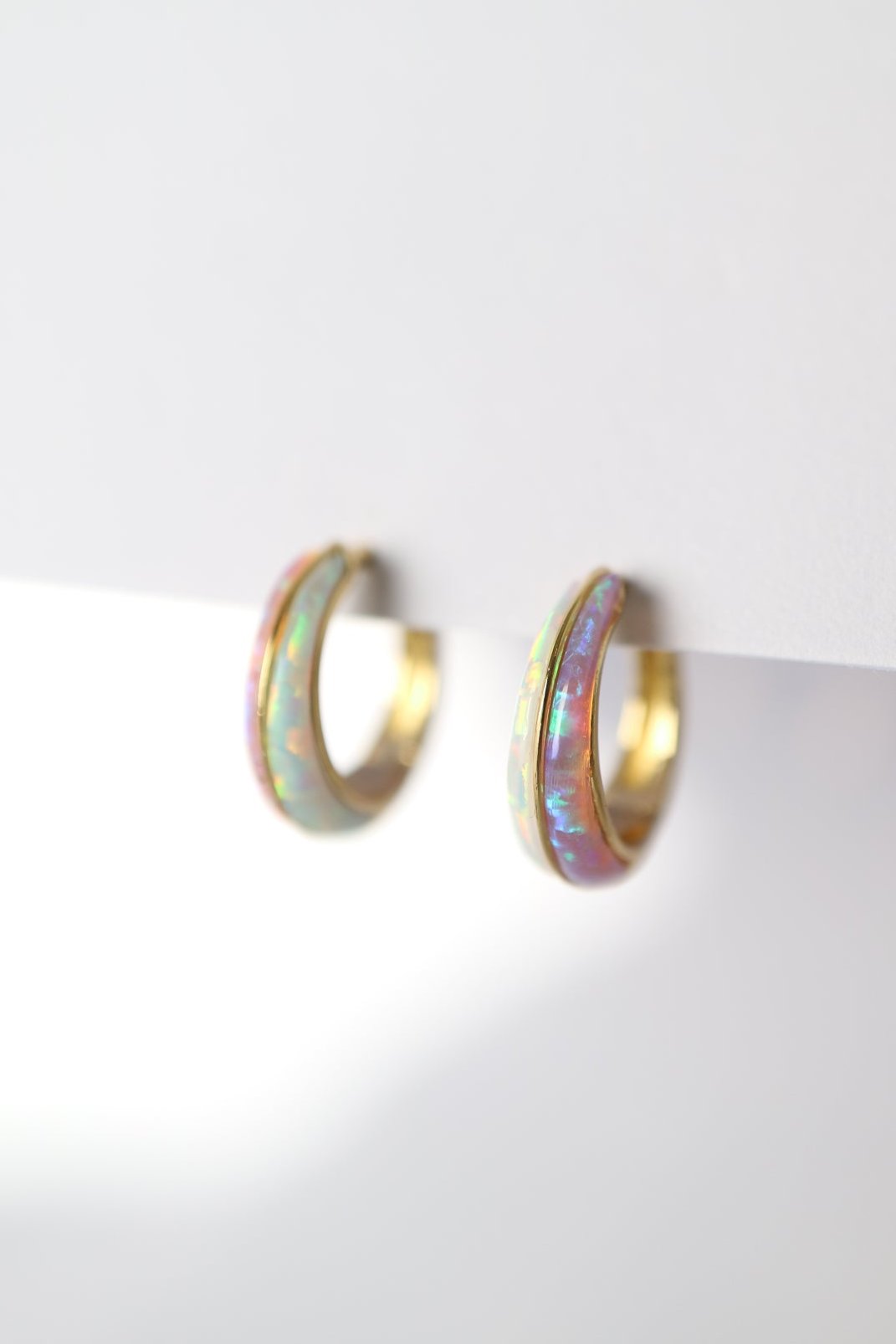 Opal ombre huggies La Kaiser Jewelry