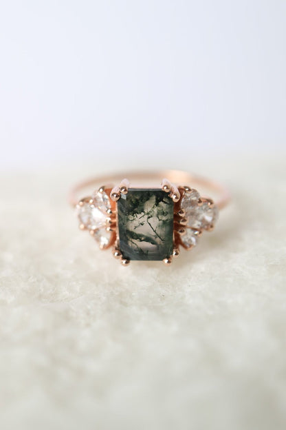 La Kaiser rose gold moss agate ring