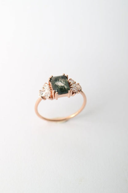 La Kaiser rose gold moss agate ring