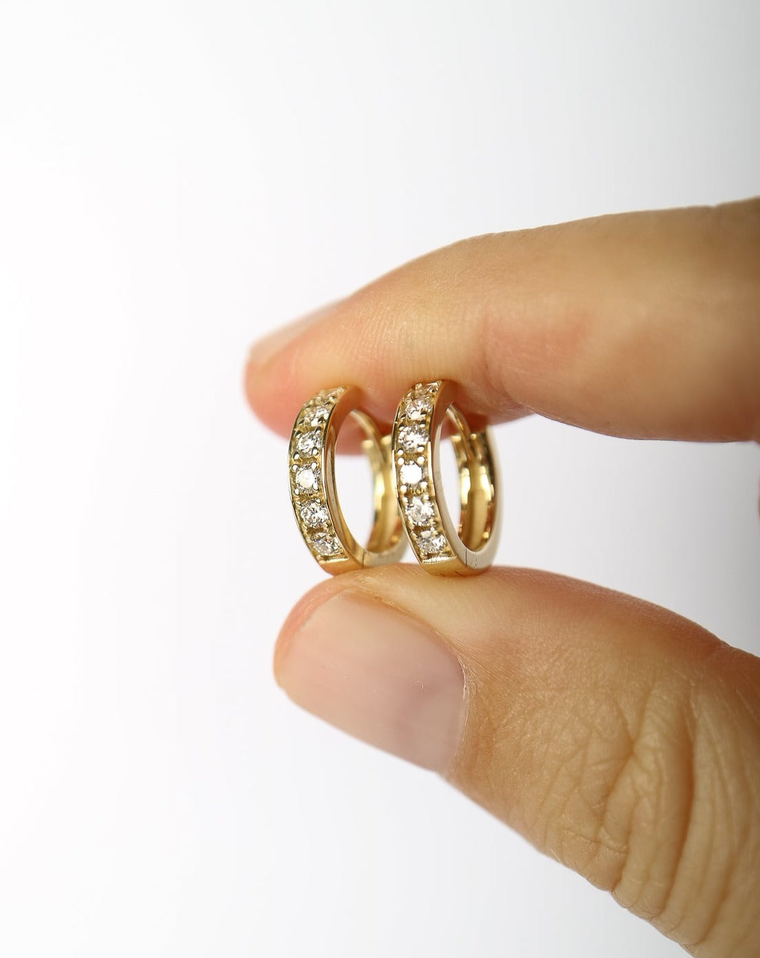 9ct gold lab diamond sleeper earrings huggies
