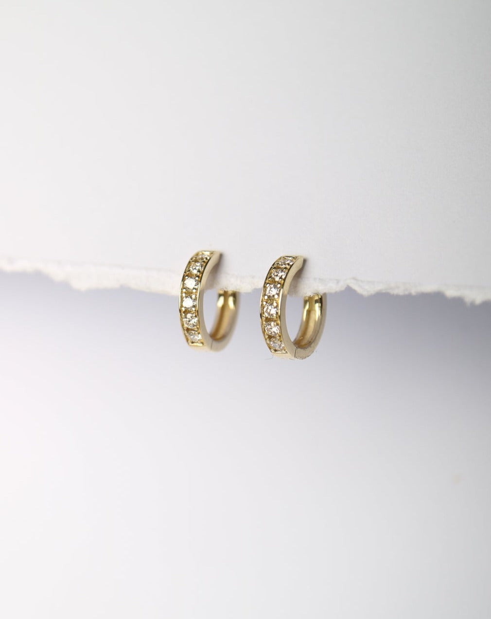 9ct gold lab diamond sleeper earrings huggies
