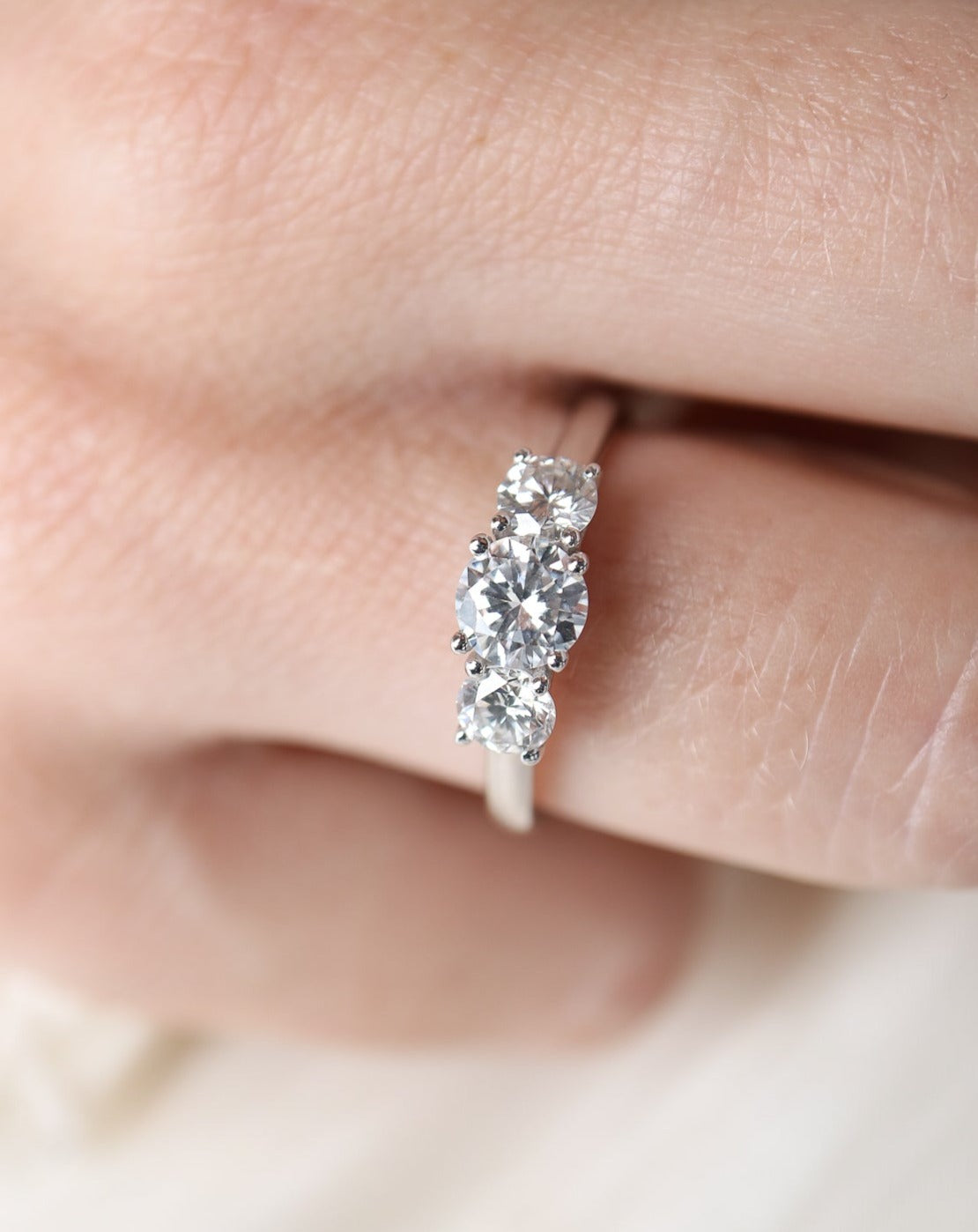 9kt white gold and lab diamond trilogy ring from Collective & Co. jewellery store