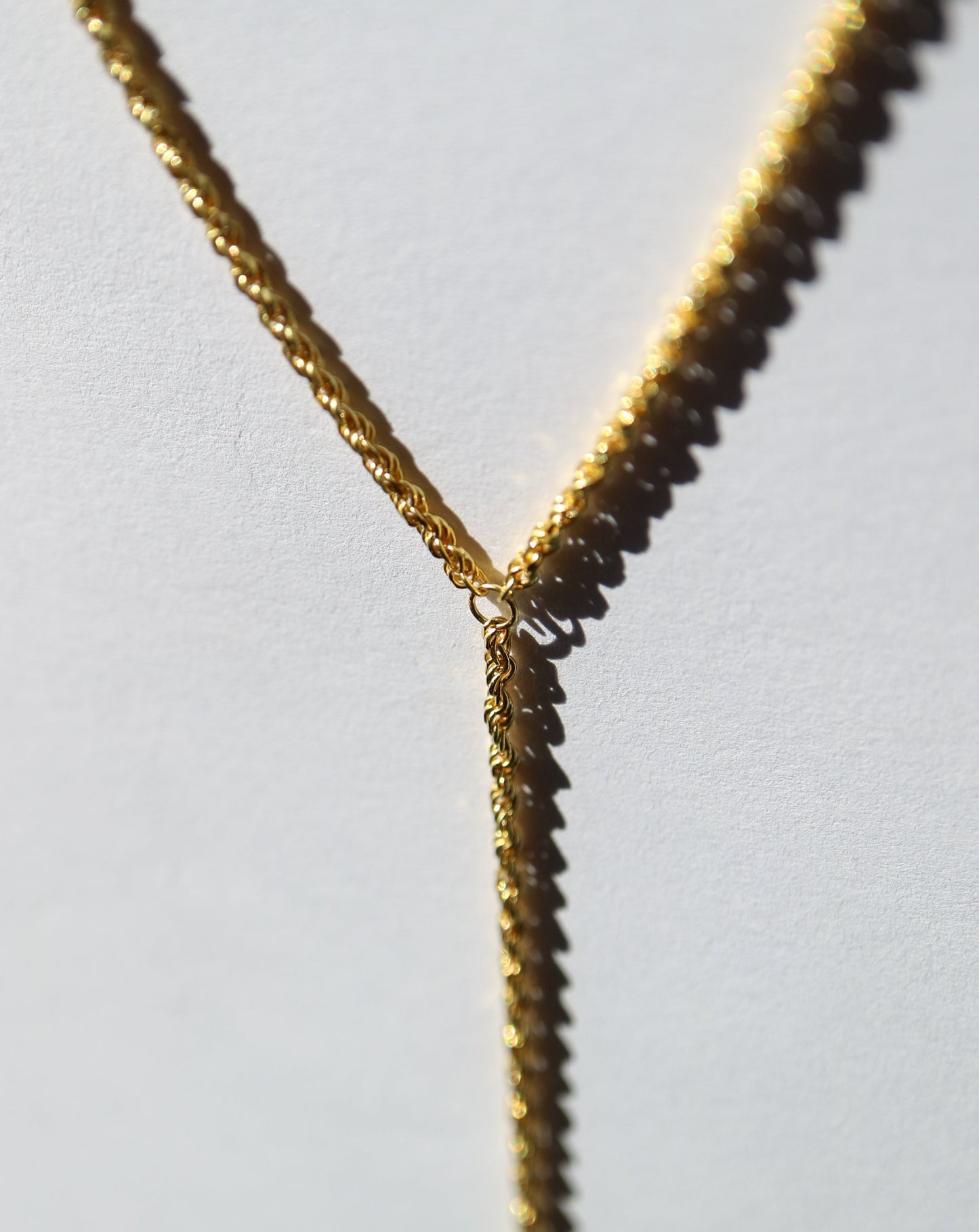 Gold Rope Lariat Necklace