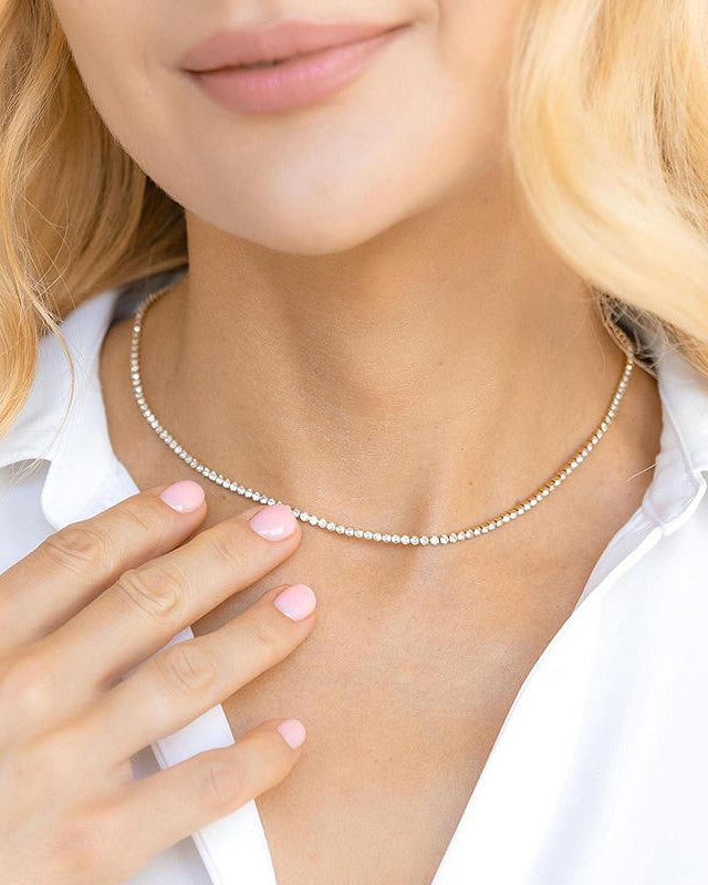  Luna Tennis Choker | S925 Sterling Silver Moissanite Necklace