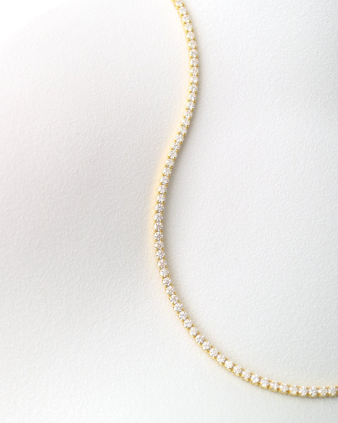 Luna Tennis Choker in S925 sterling silver plated in 14k gold featuring round brilliant moissanite stones