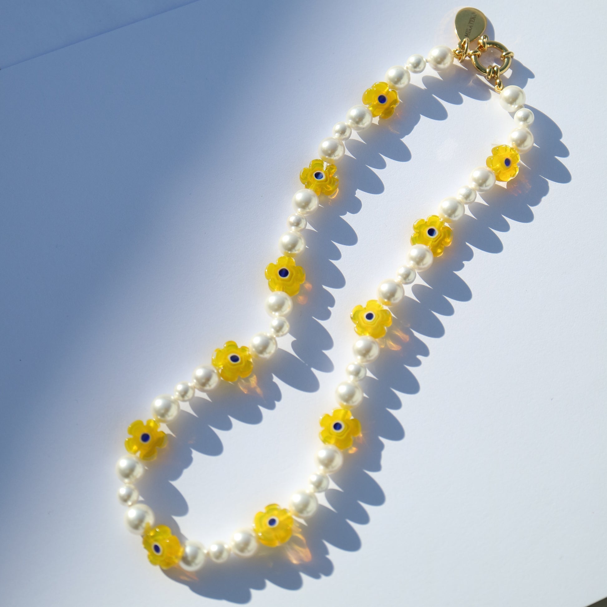 Daisy Flower Pearl Necklace from Mikateko Jewels