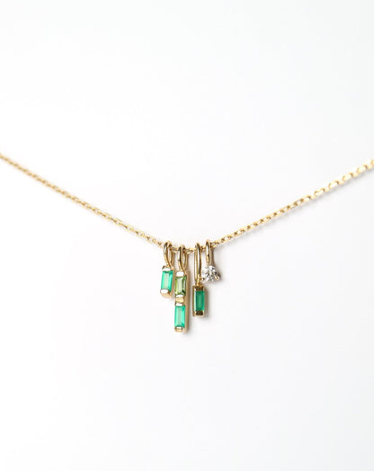 9ct gold pendant with green onyx, green tourmaline and white moissanite