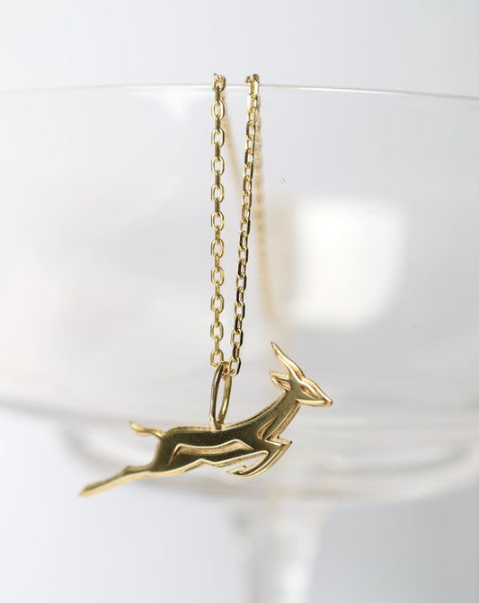 9ct gold Springbok Rugby Bokkie Necklace