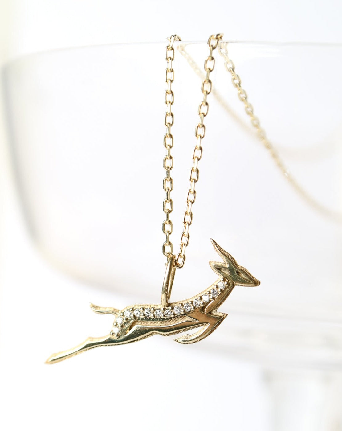 9ct gold Springbok Rugby Bokkie Necklace