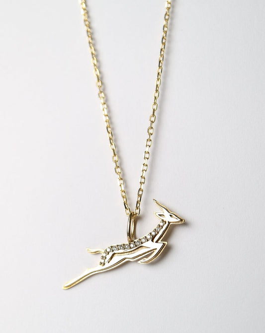 9ct gold Springbok Rugby Bokkie Necklace