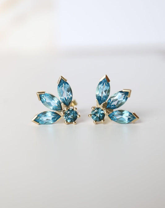 Milli the Brand 9ct gold earrings with blue topaz