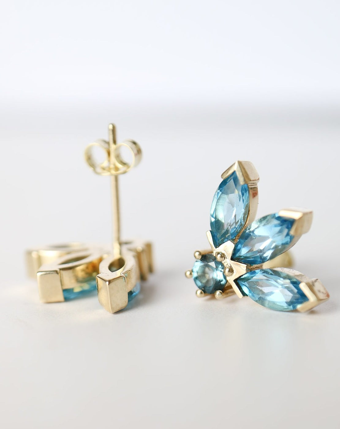 Milli the Brand 9ct gold earrings with blue topaz