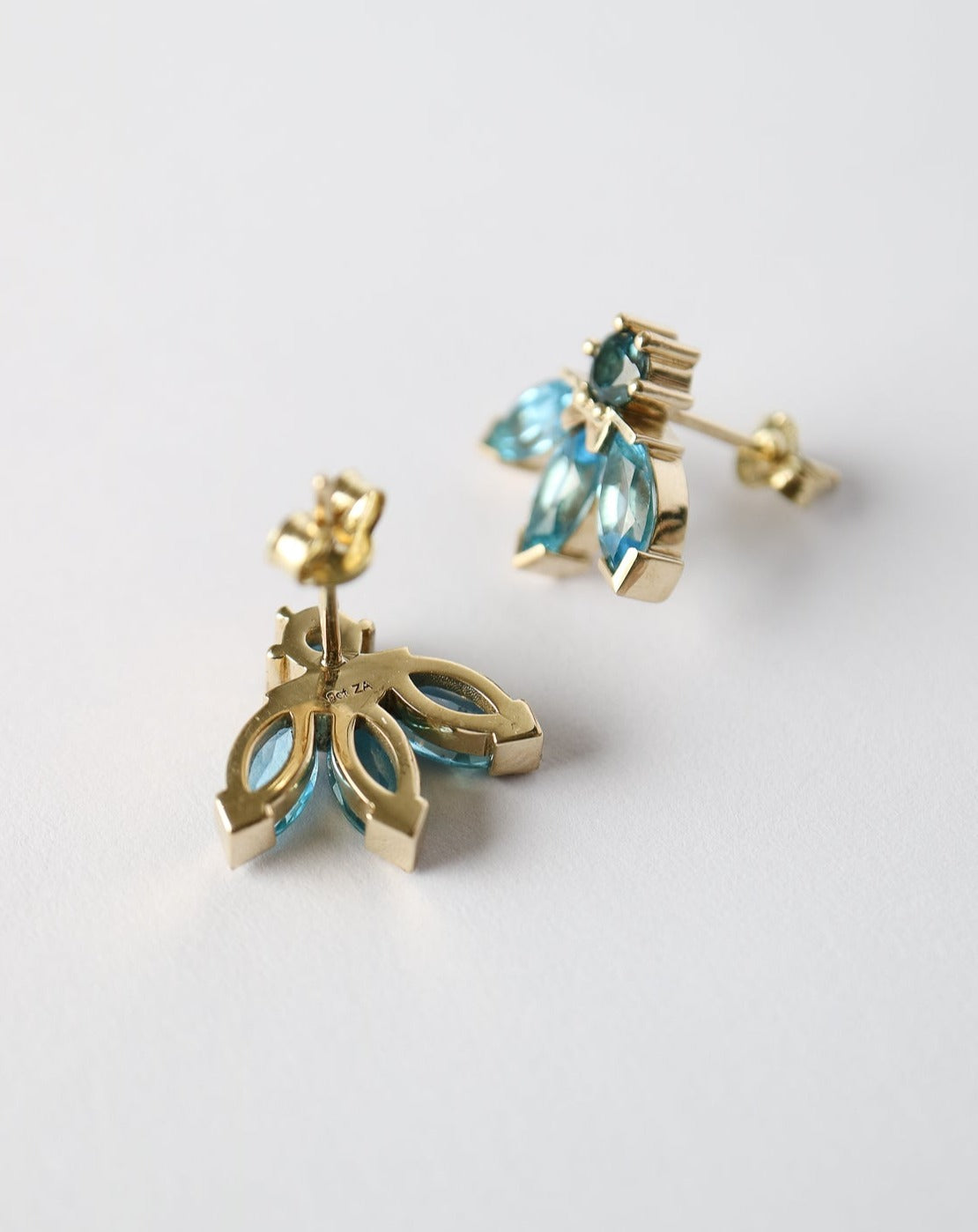 Milli the Brand 9ct gold earrings with blue topaz