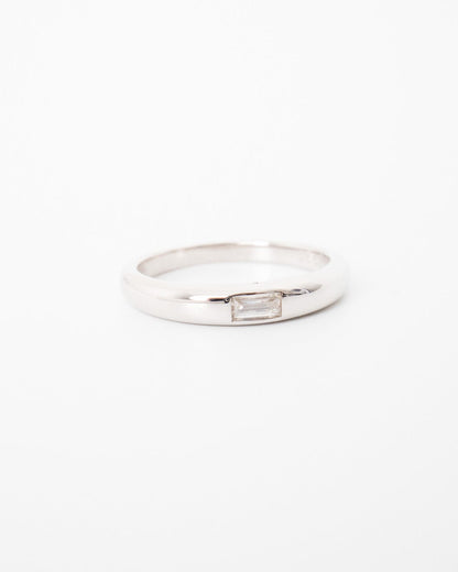 Silver ring on a white background