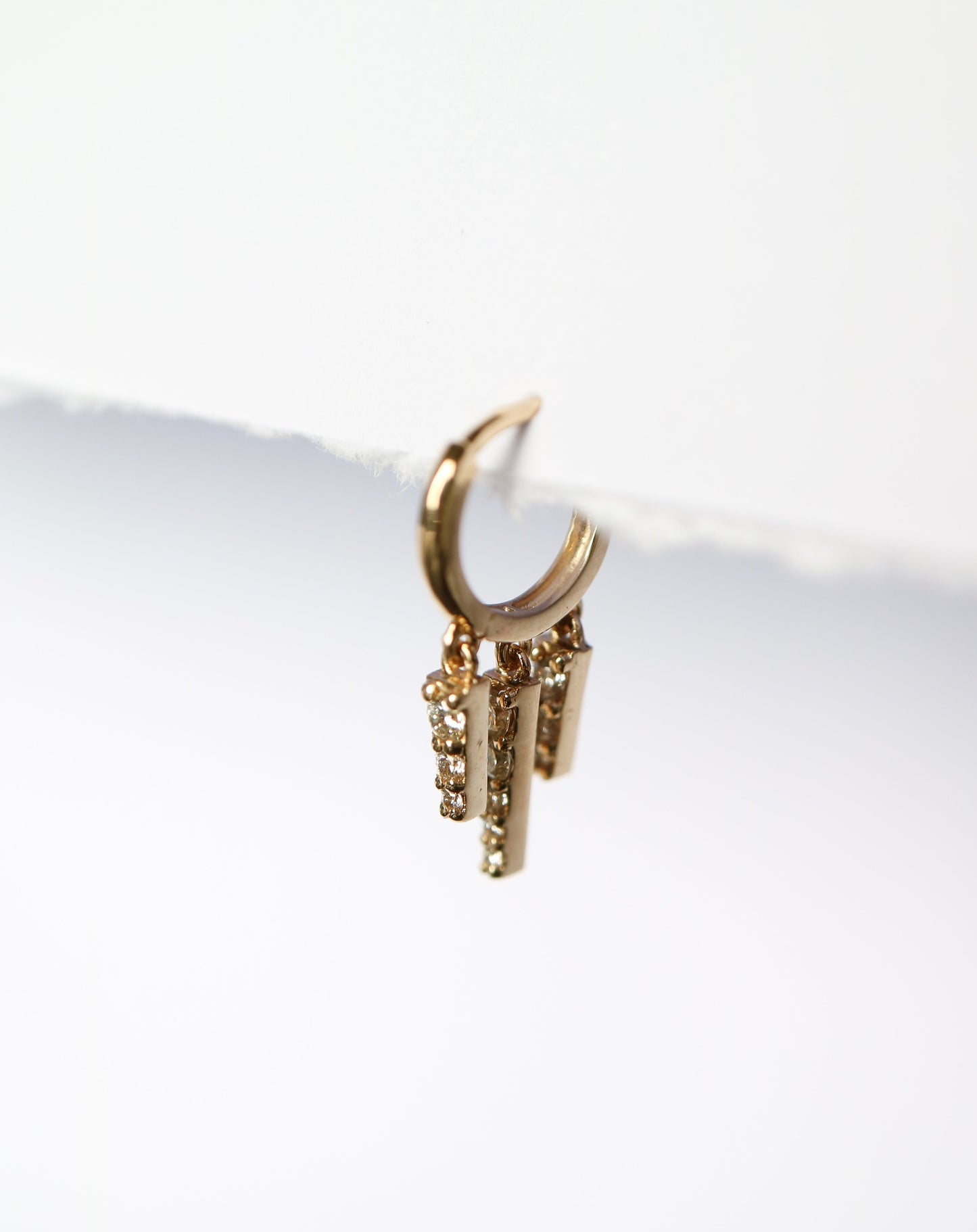 14kt Diamond Tassel Huggie Earring