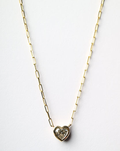 0.5ct diamond heart lab grown paperclip chain 9ct gold
