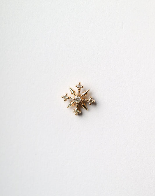 14kt gold Diamond Snowflake helix piercing flat back earring