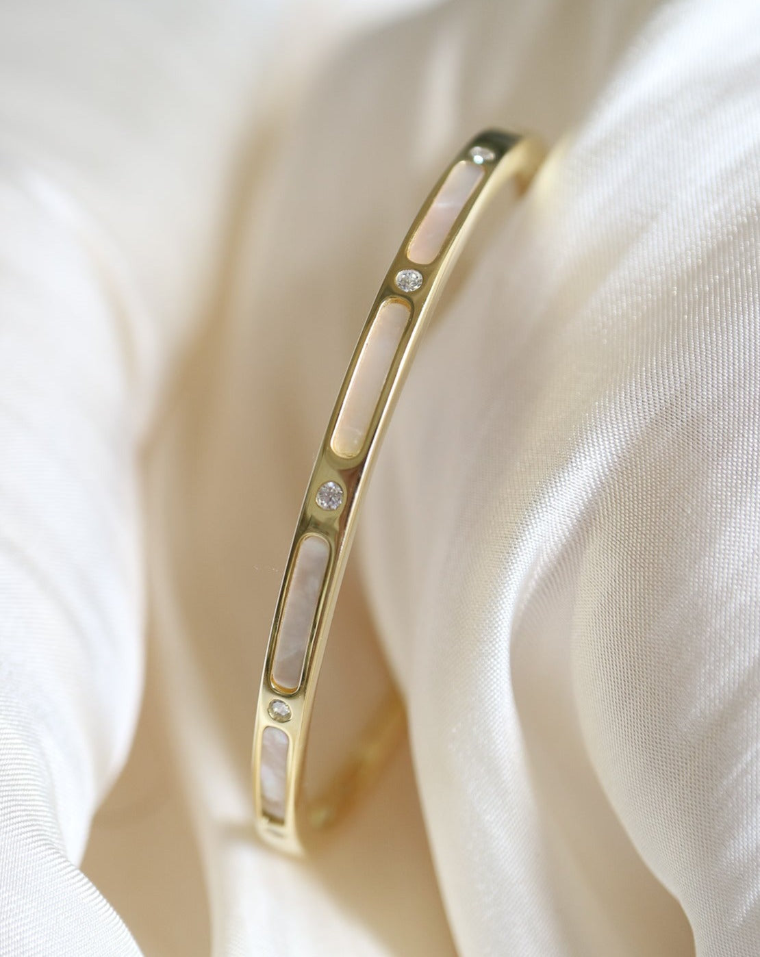 Mother of Pearl diamond gold cuff bangle from Collective & Co. online jewellery store South Africa