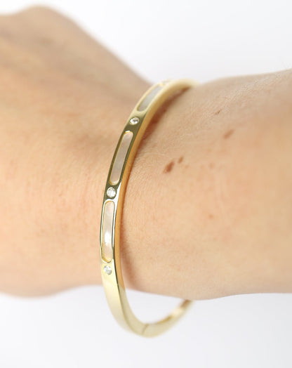 Mother of pearl diamond gold cuff bangle from Collective & Co Jewellery Store South Africa