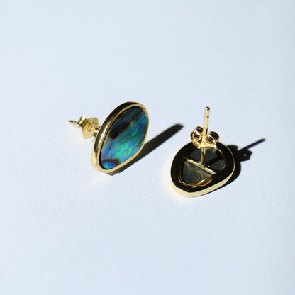 Sea Breeze Stud Earrings with abalone shell inlay