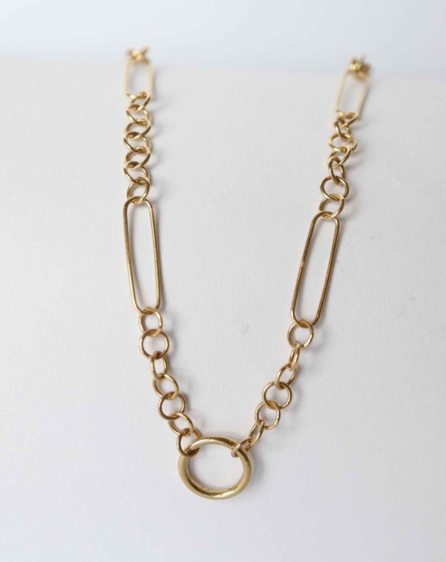9ct gold Mixed Links Chain with Charm Clip Clasp