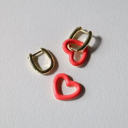 Hot Pink heart hoop earrings