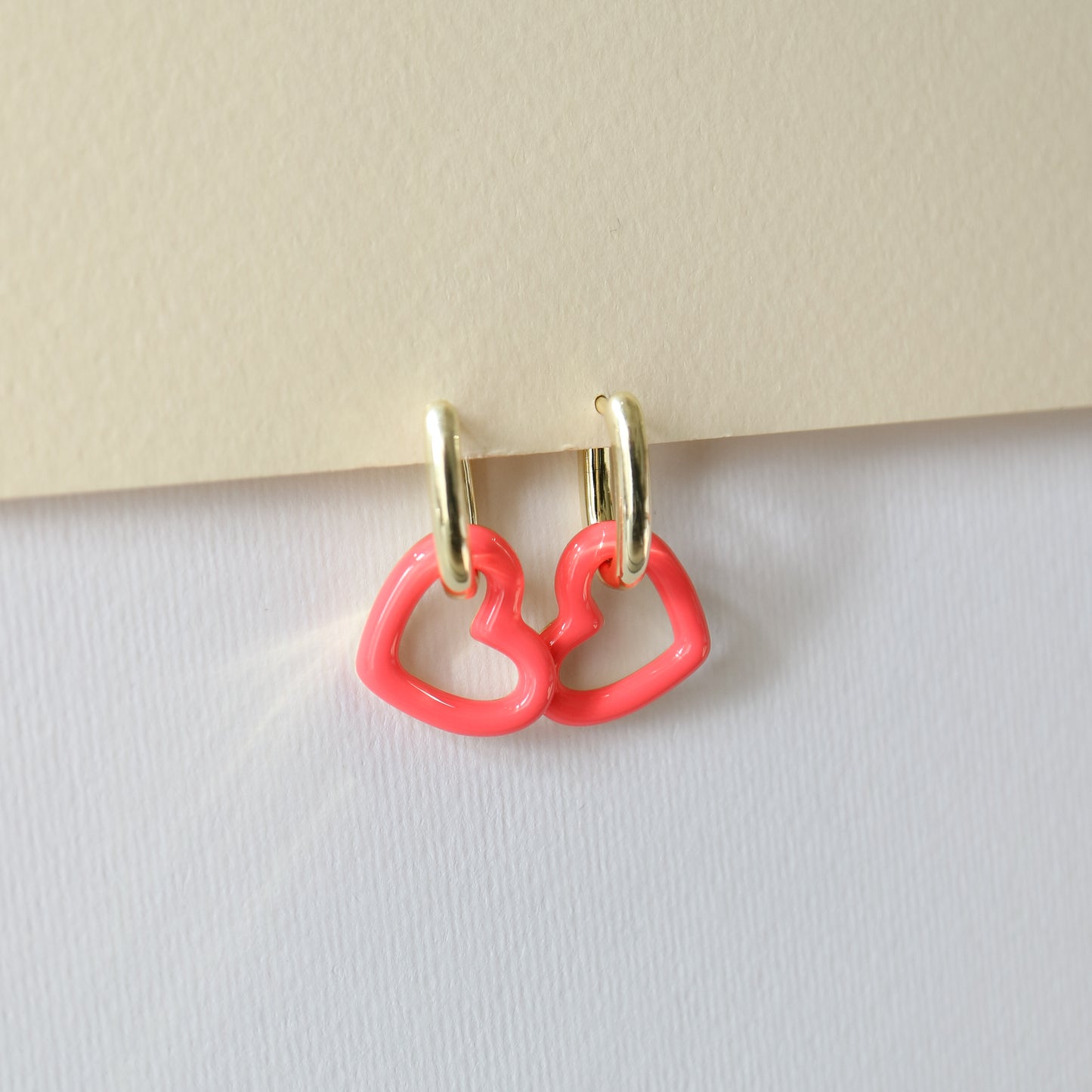 Pink heart hoop earrings