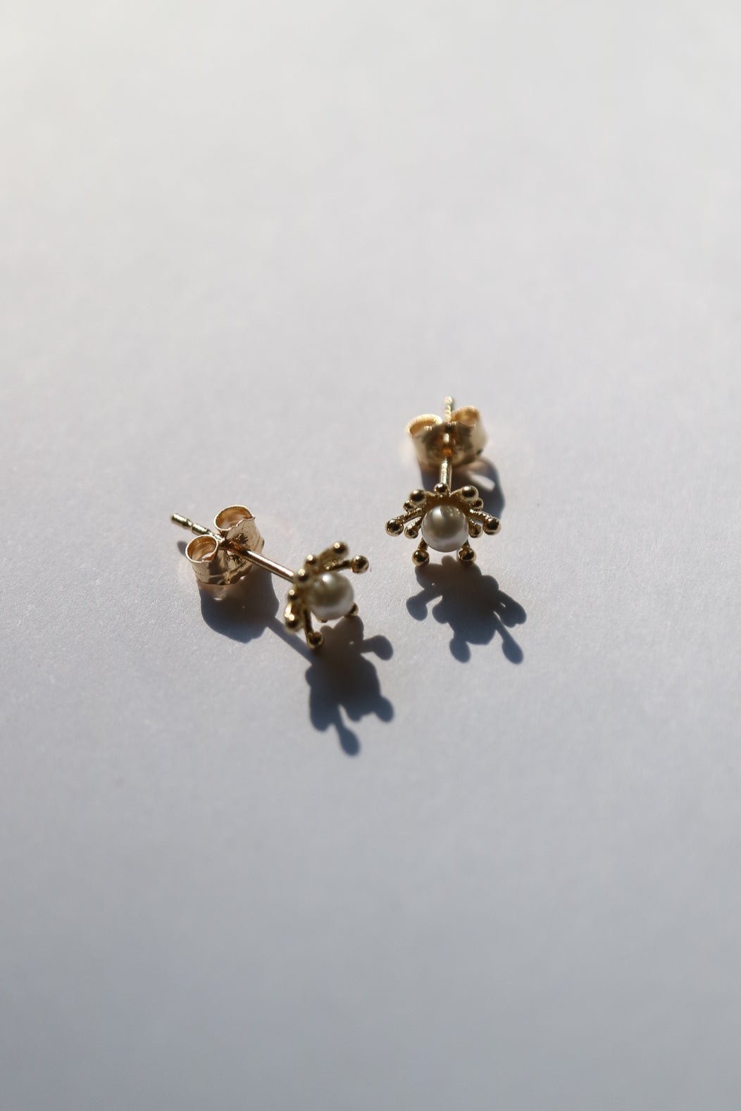 9ct gold blossom stud earrings with pearls