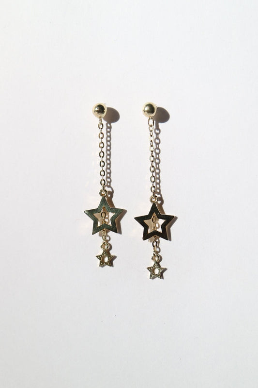 9ct gold dangling chain earrings with stars from Collective & Co