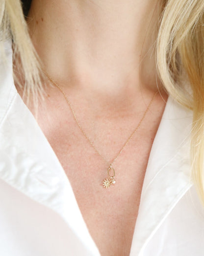 Gold Pearl Necklace on female neck