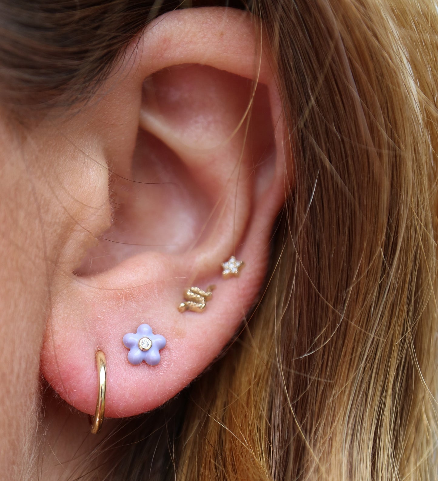 9ct gold Lavender Enamel Studs earrings