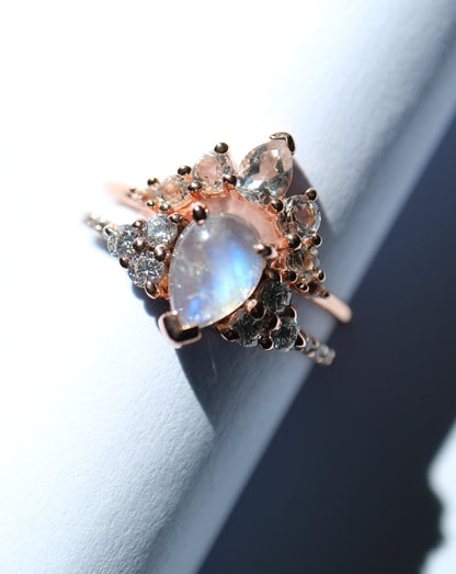 Rose Gold White Topaz Angels Arc Stacking Ring from La Kaiser Jewelry