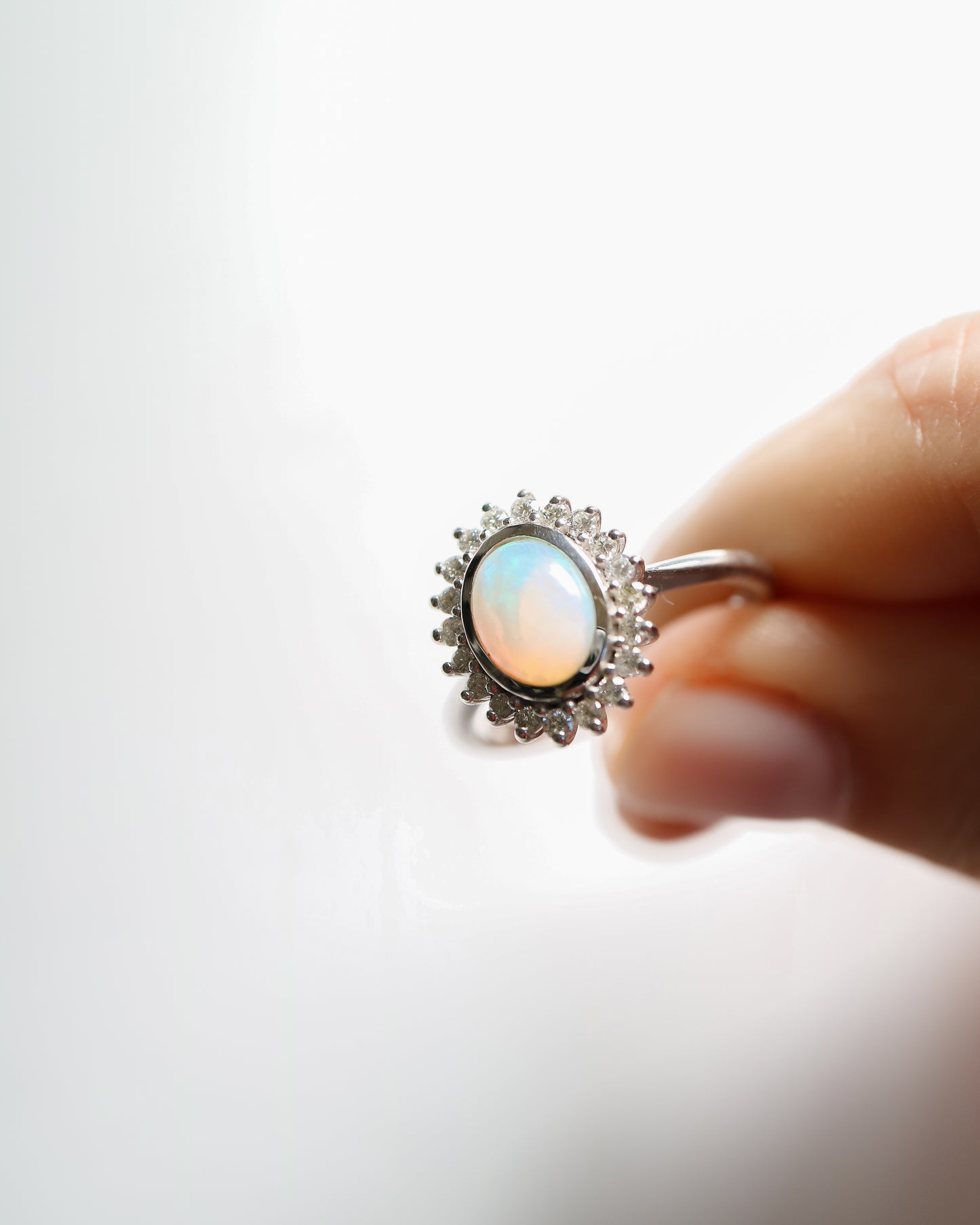 9kt White Gold Opal and Diamond Regal Ring