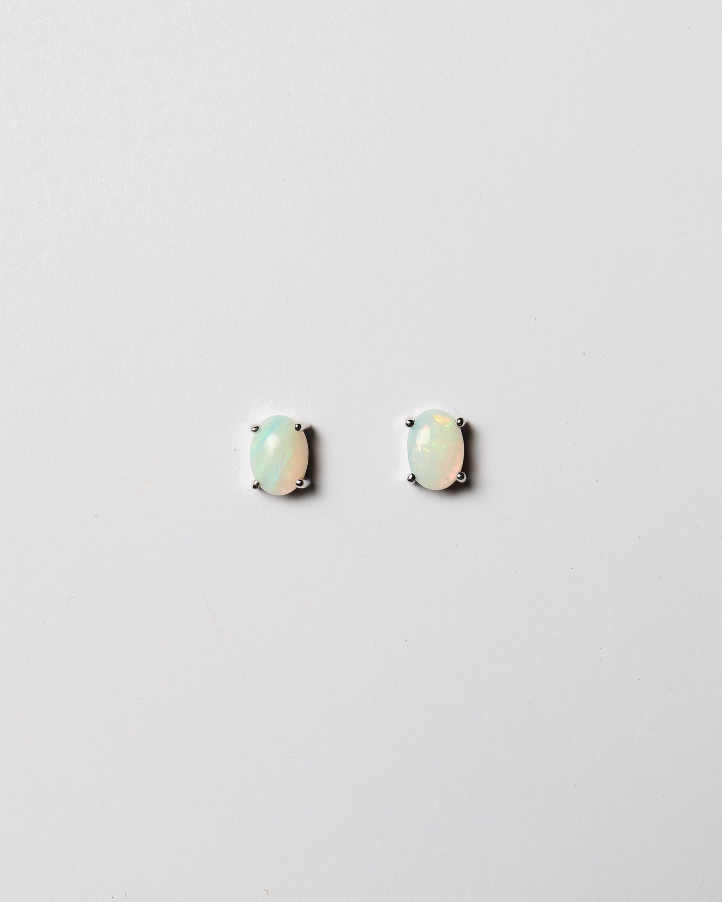 9ct white gold opal stud earrings