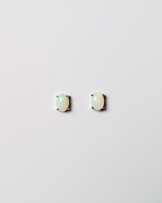 9ct white gold opal stud earrings
