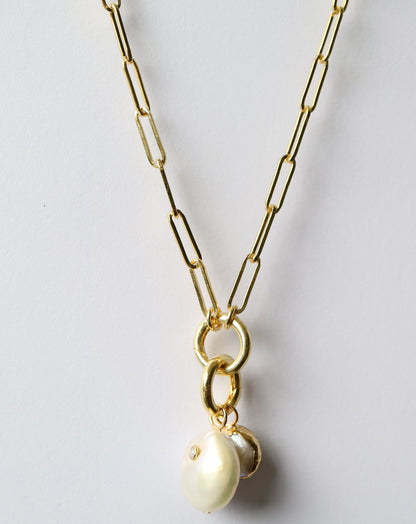 Gold Paperclip Necklace with charms