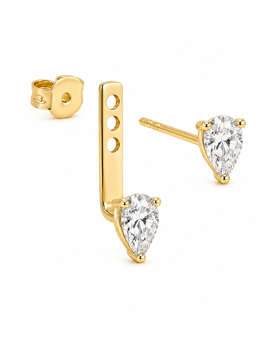 Pear-shaped lab diamond ear jacket earrings in 9kt gold