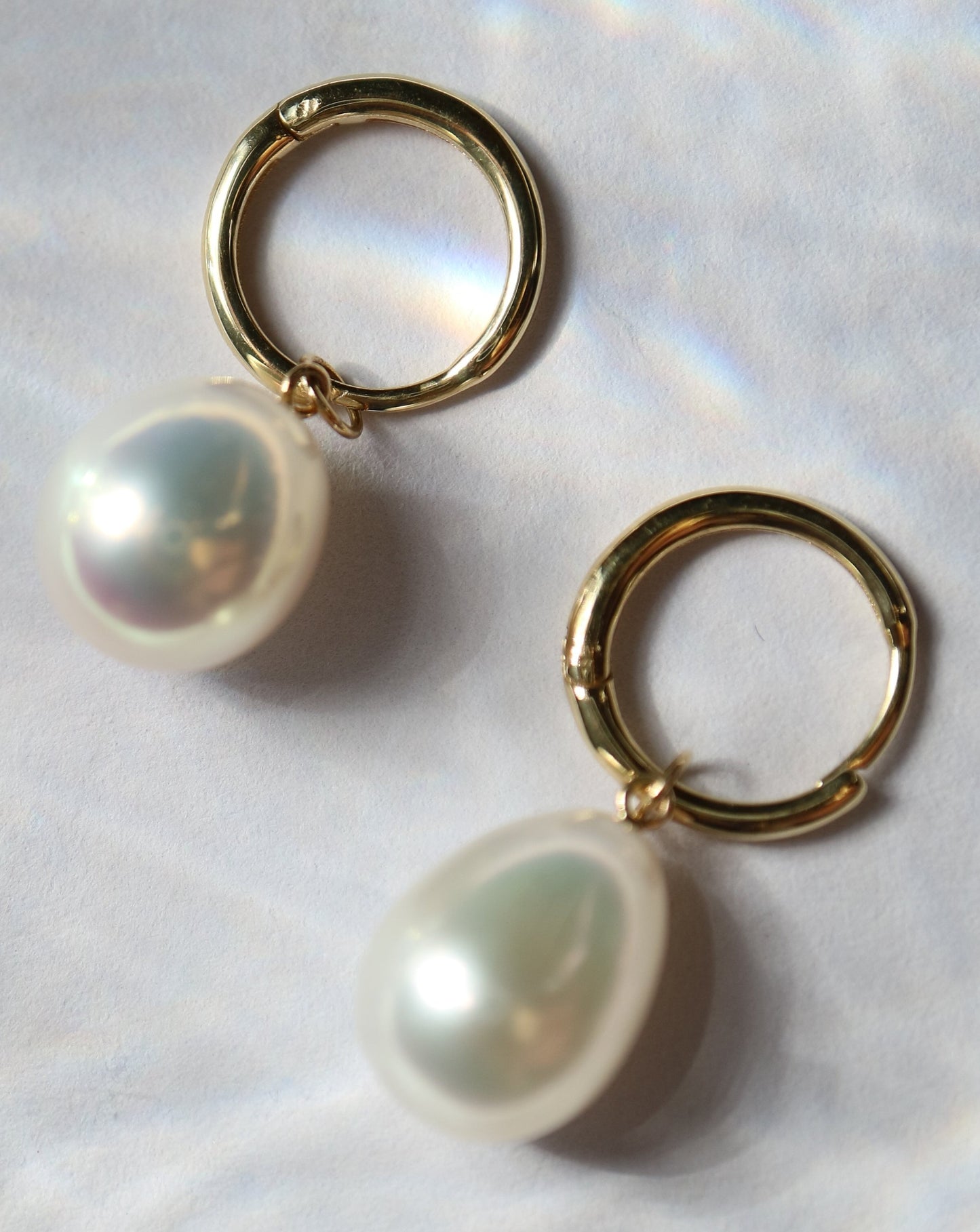 9ct gold Pearl Huggie earrings