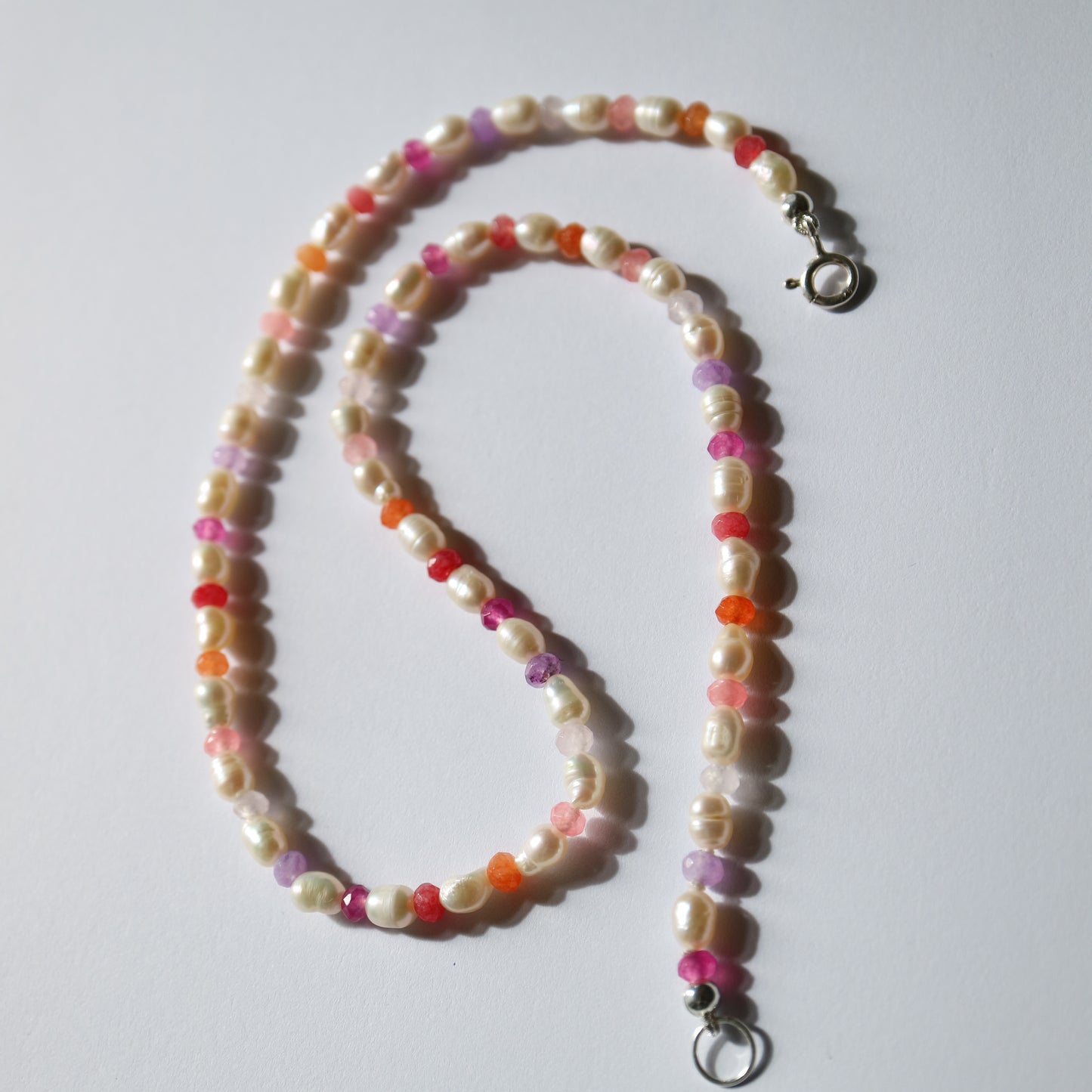 Coloured gemstone and pearl necklace