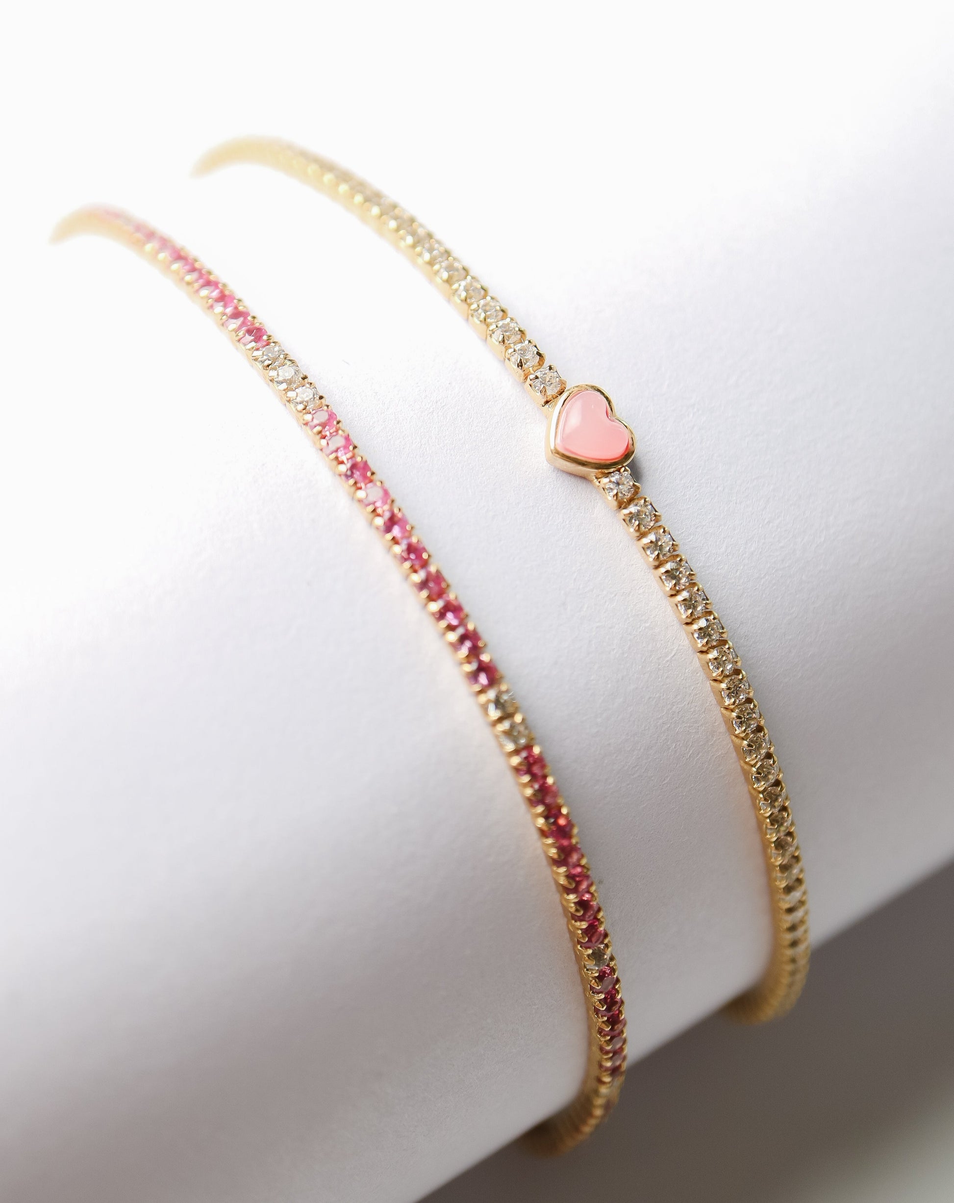   Pink Heart Tennis Bracelet